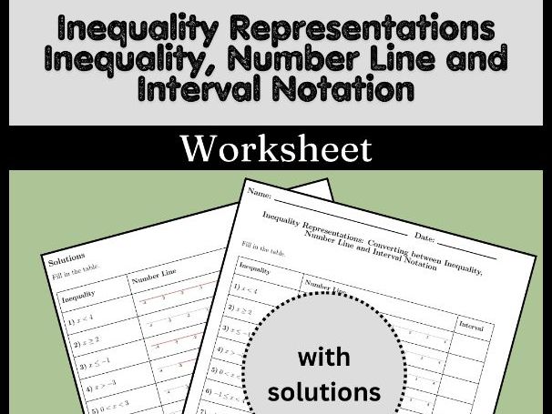 Inequality Representations Inequality, Number Line and Interval Notation
