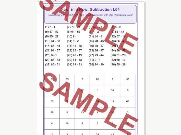 Subtraction L04 Four in a Row | Two-Digit Subtraction Consolidation