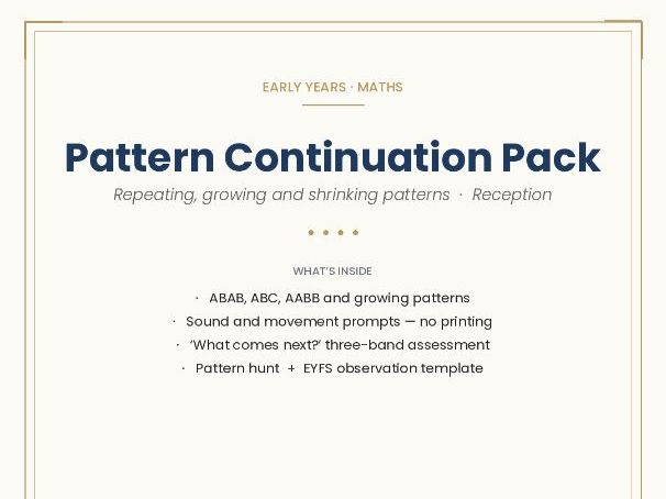 EARLY YEARS · MATHS - Pattern Continuation Pack