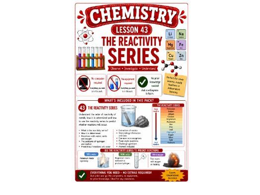 Chemistry cover lesson 43: The reactivity series (Ch43) science stand alone lesson