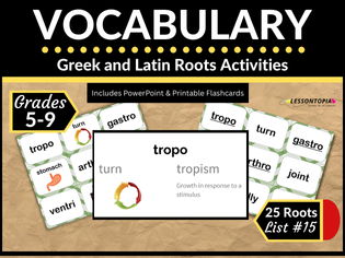 Greek and Latin Roots Vocabulary Activities | List #15 | Prefixes, Suffixes, Word Parts