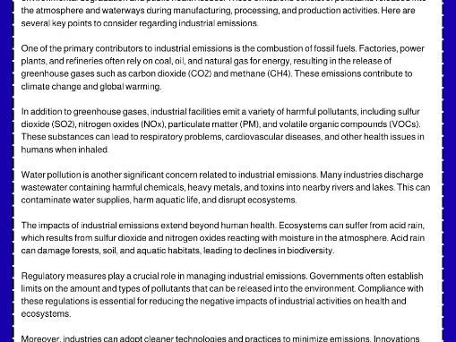 Industrial Emissions Reading Comprehension Passages & Questions Worksheets