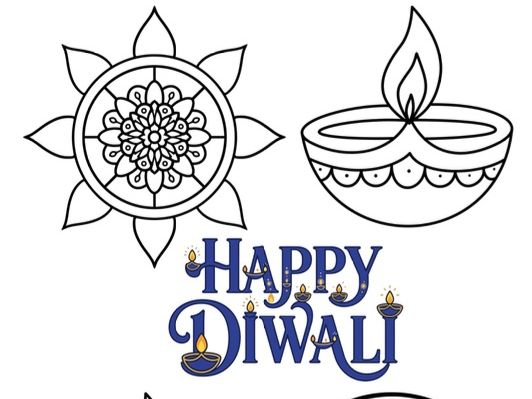 Diwali colouring and painting sheet