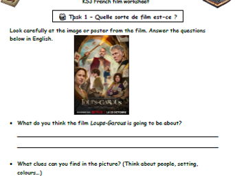KS3 French Film Worksheet – Loups-Garous (Family Pack) + Teacher Copy