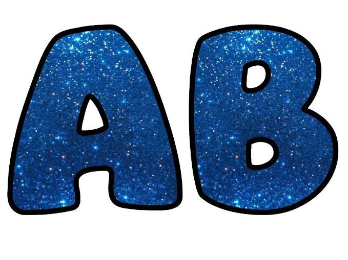 Shiny Glitter Art Blue Classroom Display | Lettering Set | Whole Alphabet A-Z and 0-9