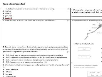Edexcel CB1 Biology Knowledge Assessment