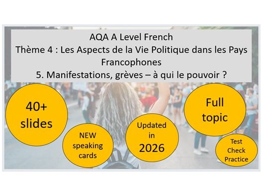 AQA A Level French – Manifestations, grèves – à qui le pouvoir ? FULL TOPIC