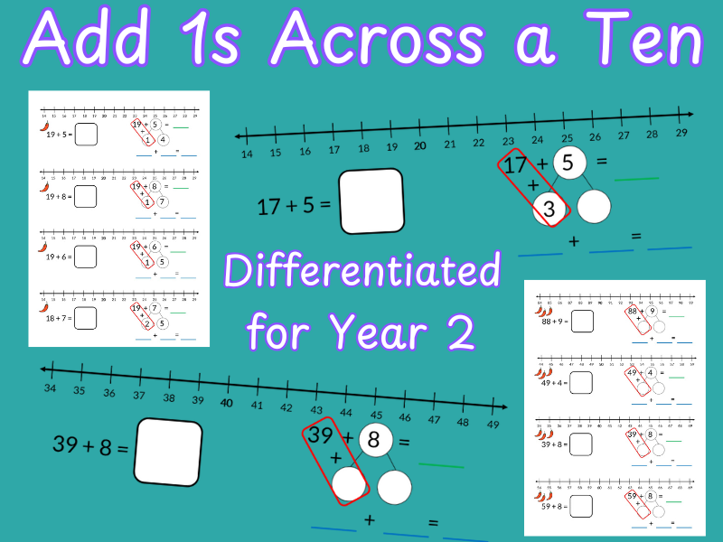 Add Ones Across a Ten Worksheets Year 2