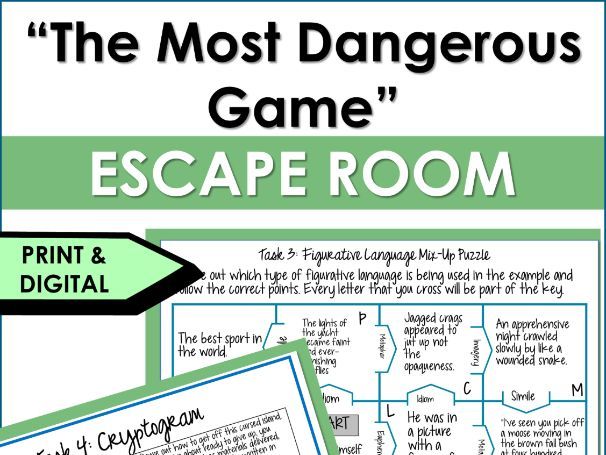The Most Dangerous Game Escape Room Review Activity