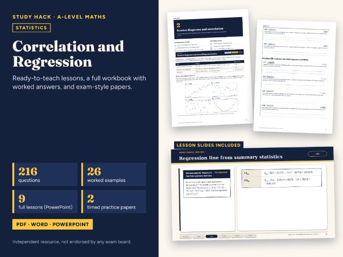 A-level Maths Correlation and Regression Complete Pack