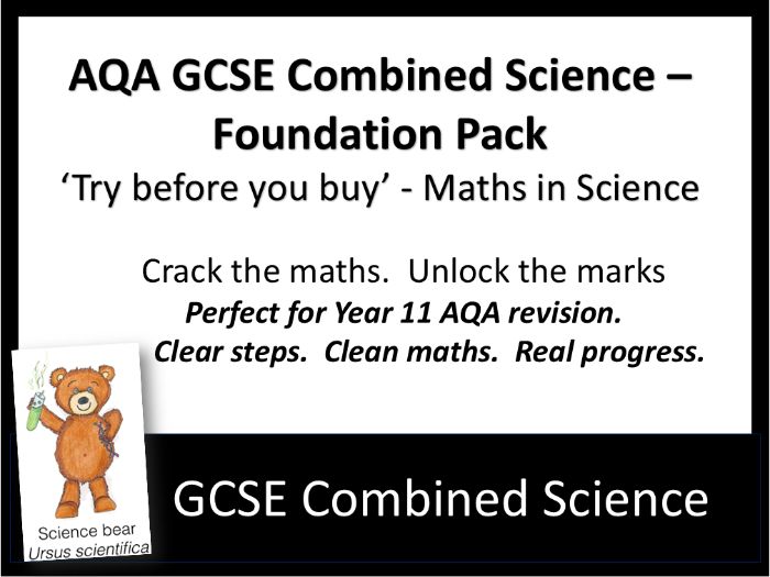 FREE AQA GCSE Combined Science 'Try before you buy' Maths in Science FOUNDATION