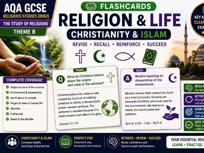 GCSE Religious Studies – Religion & Life Flashcards (Christianity & Islam) | AQA 8062 Theme B