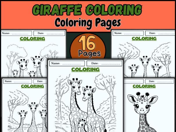 Giraffe Coloring Pages | Safari & Zoo Animal Activities for Kids"