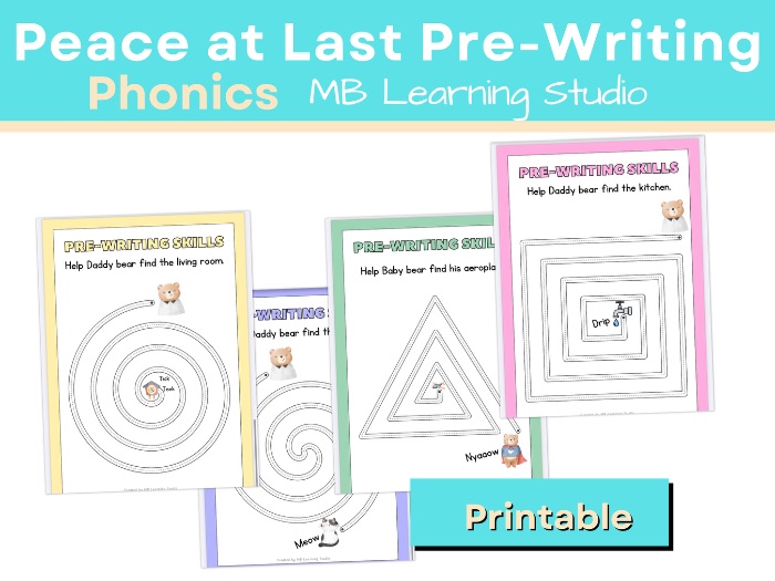 Peace at Last Pre-Writing Skills Worksheet – Pencil Control Tracing Activity