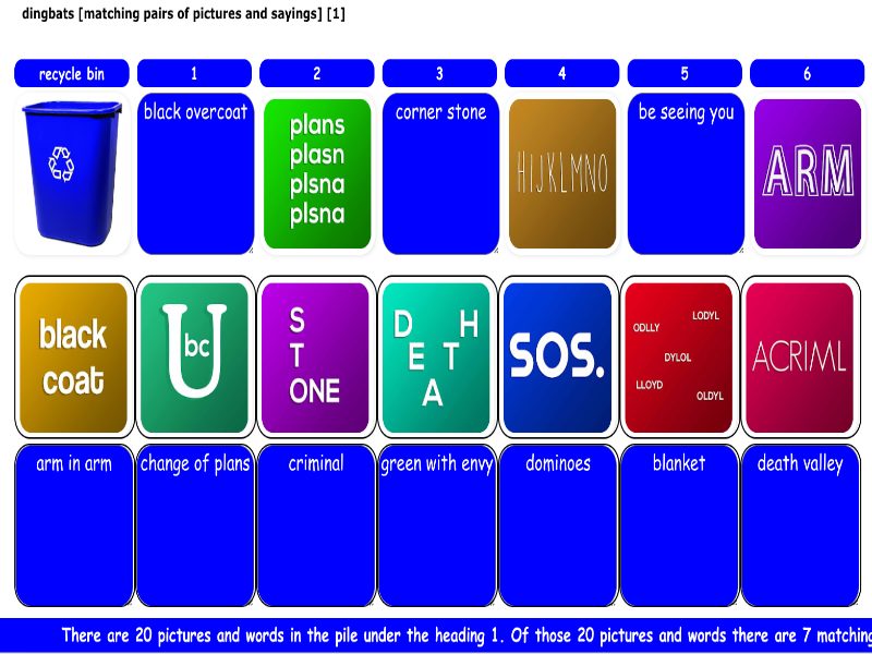 dingbats [matching pairs of pictures and sayings] [1]