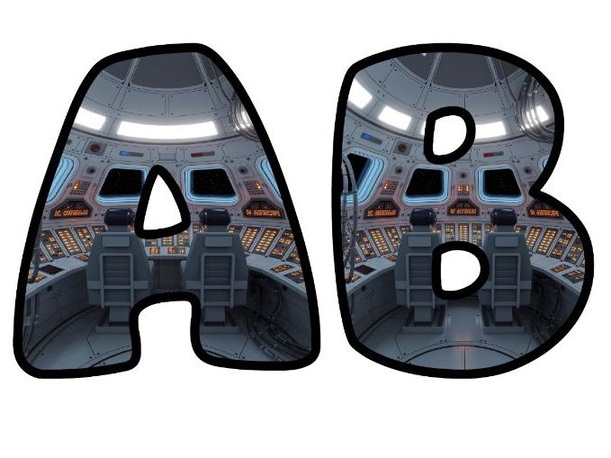 Inside A Rocket Ship Classroom Display | Lettering Set | Upper & Lowercase, 0-9 and Signs
