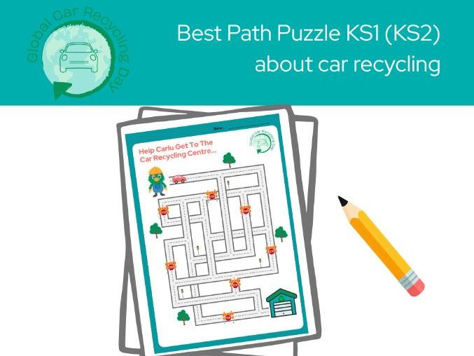 Global Car Recycling Day Path Puzzle KS1 KS2 Best Route Activity