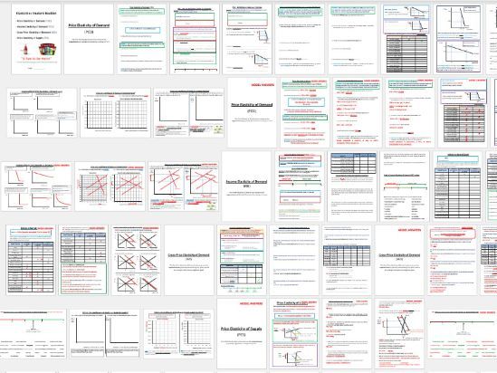 PED, YED, XED & PES Student Booklet / Work Sheets (AQA & EDEXCEL). All 4 Elasticities covered.