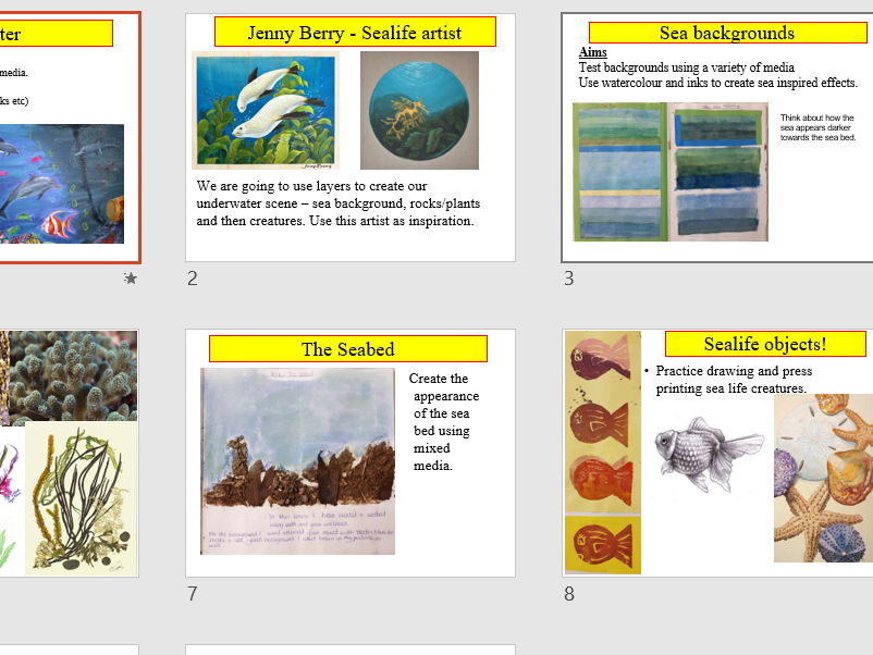 Underwater scene mixed media art project