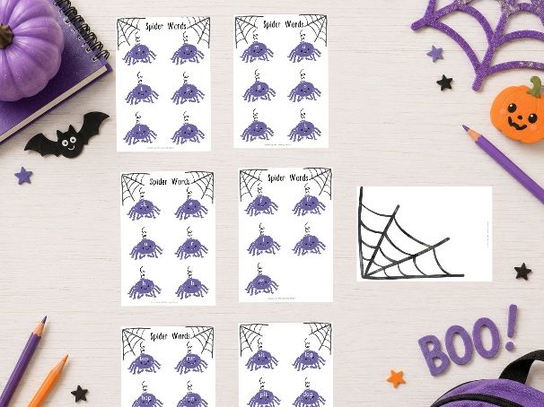 Halloween CVC & Phonics Spider Words