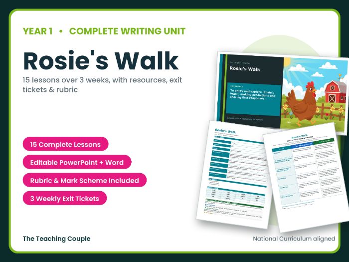 Rosie's Walk | Year 1 English Unit | 15 Complete Lessons + Resources + Marking Scheme