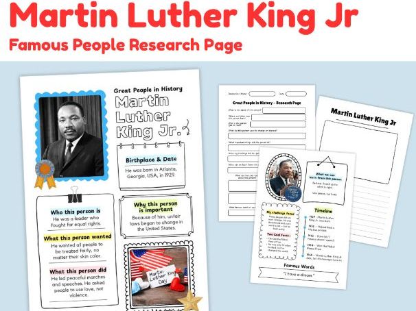 Martin Luther King Jr Research Project | Biography & Black History Worksheets