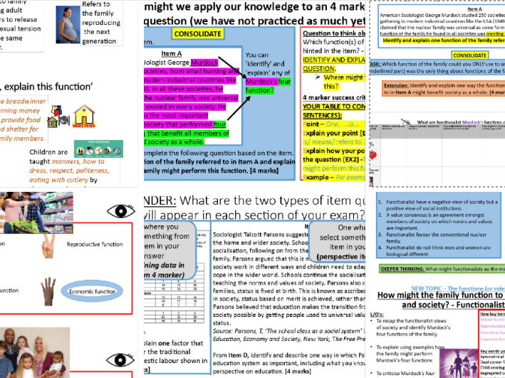 AQA GCSE Sociology - family: Functionalist function of the family (Murdock)
