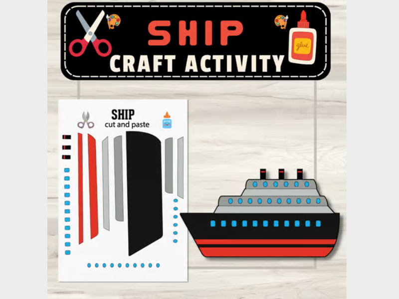 Ship Craft Cut & Paste Activity: Transportation Back To School Craft Activities