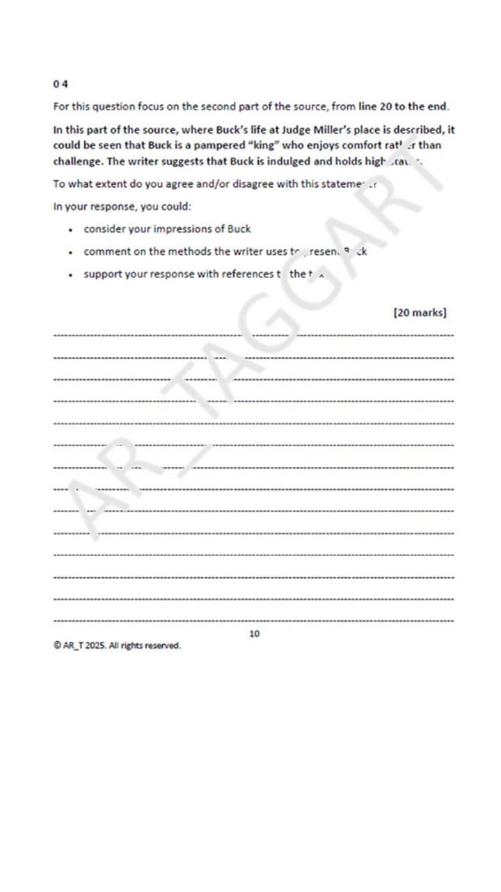 One AQA GCSE English Language Paper 1 Mock | Q4 Plan - (Lon) | Teaching ...