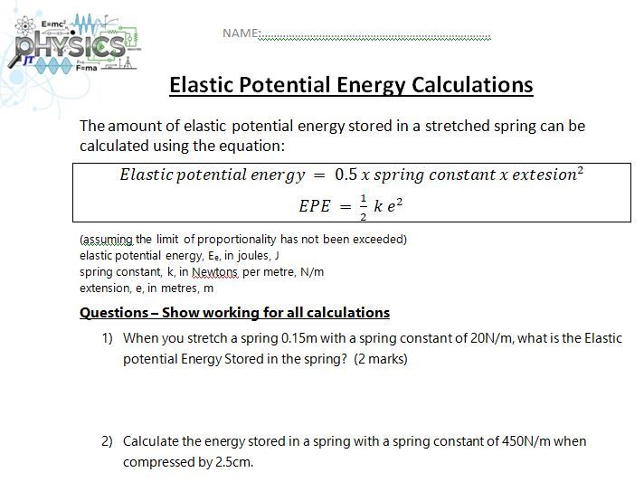 Elastic potential energy Calculations - GCSE Physics H