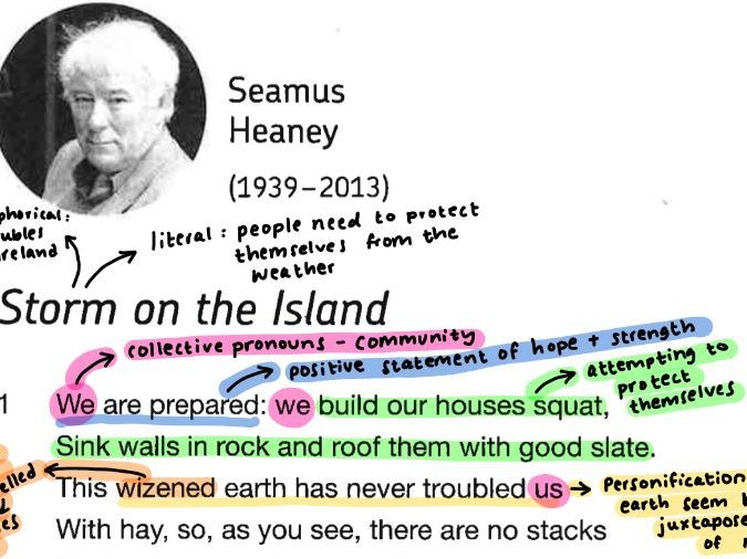Annotated Storm on the Island by Seamus Heaney