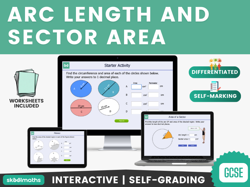 Arc Lengths And Sector Area Interactive Digital GCSE Maths Lesson