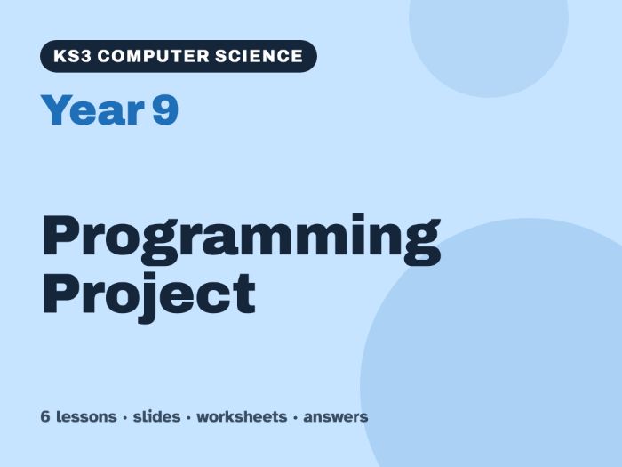 KS3 Computer Science Year 9: Programming Project – 6 lessons