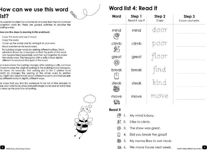 Step-by-Step: Build it, read it, spell it; Y1/2 NC common exception words; List 7