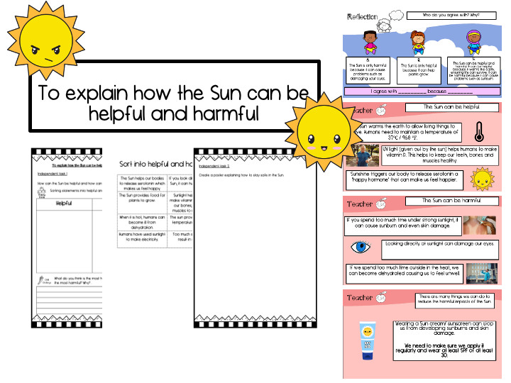 Year 3  To explain how the Sun can be helpful and harmful