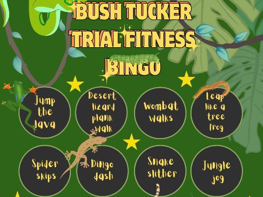 Bush Tucker Trial Fitness Bingo