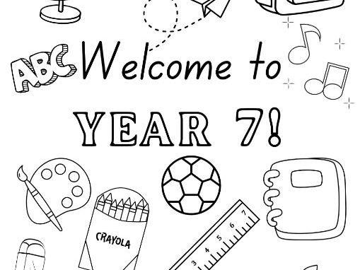 Year 1 - Year 7 - back to school colouring sheets
