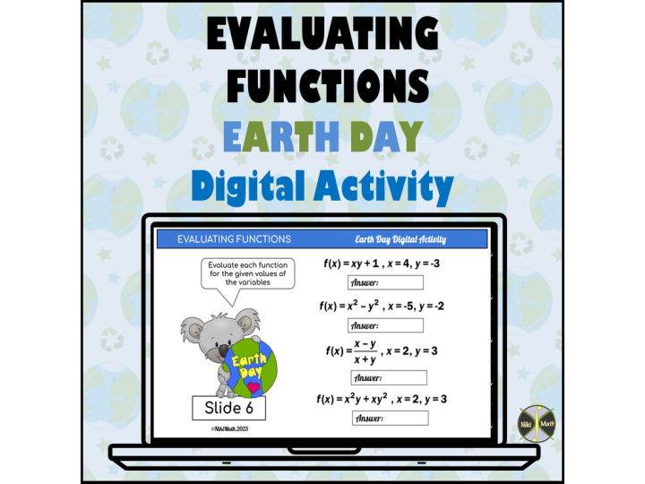 Evaluating Functions - Earth Day Themed Activity