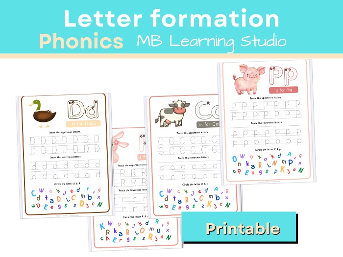 Farm-Themed Letter Formation Worksheet – Handwriting Practice for EYFS, KS1, Pre-K to 1st Grade