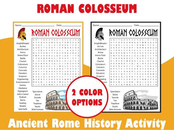 Roman Colosseum Word Search Puzzle | Ancient Rome History Activity
