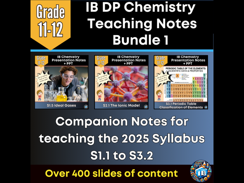 IB DP Chemistry: S1.1 – S3.2 Teaching Notes Bundle – Editable PowerPoints & Revision Notes 2026