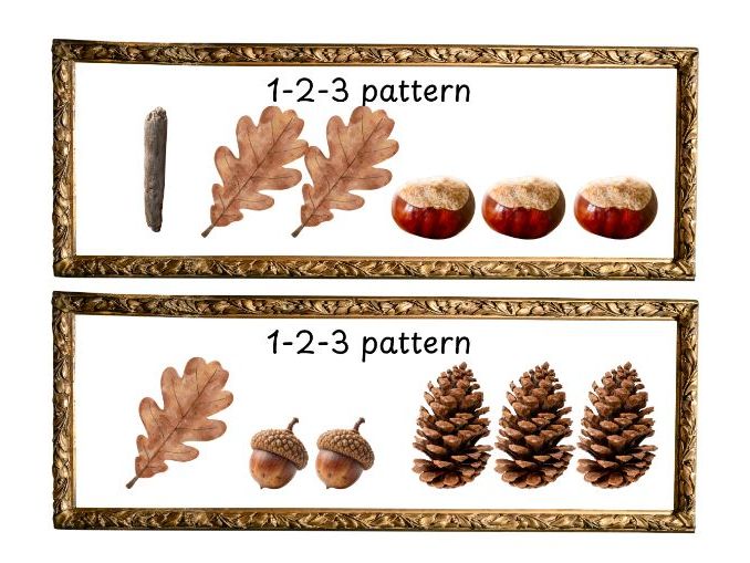 1-2-3 Autumn Pattern subitising conkers leaves