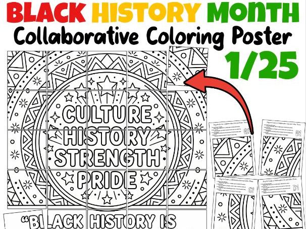 Black History Month Collaborative Coloring Poster | Celebrate Black Excellence