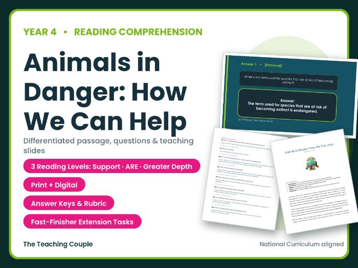Animals in Danger: How We Can Help Reading Comprehension | Year 4 (KS2)