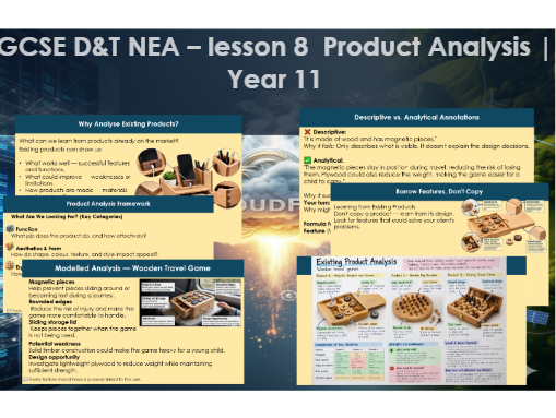 GCSE D&T NEA – lesson 8  Product Analysis | Year 11