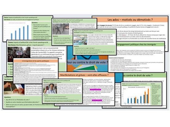 AQA A Level French – Bundle for THEME 4 (vote, manifestations et grèves, politique et immigration) FULL TOPICS!