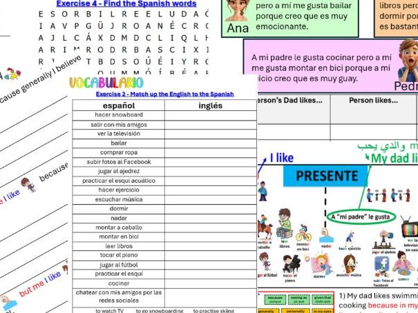 SPANISH FREE TIME COVER WORKSHEET WITH ANSWERS