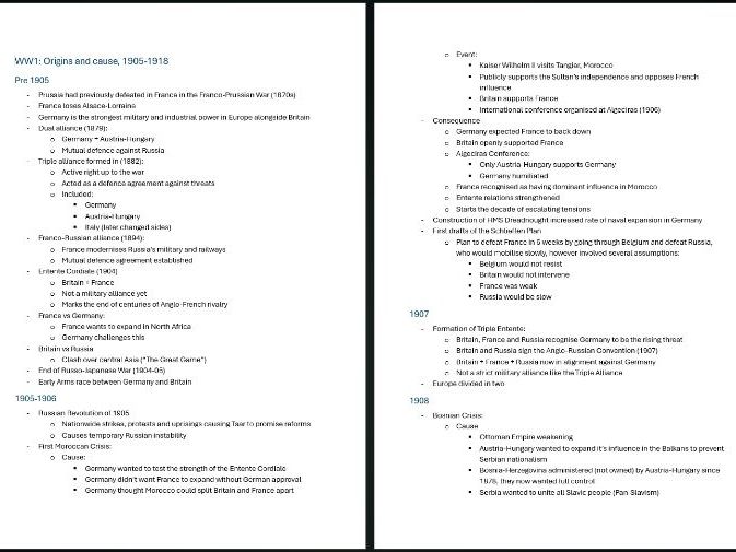 GCSE History Timeline: WW1