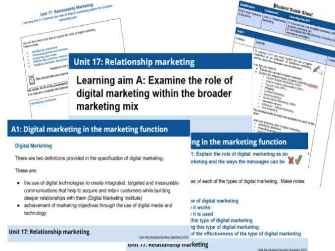 BTEC National in Business - Unit 17: Relationship Marketingcomplete resource bundle