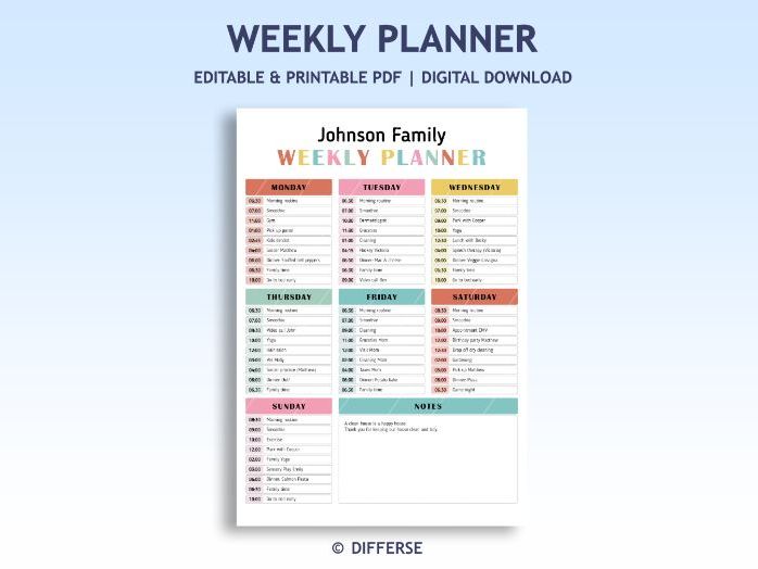 Weekly Homeschool Planner | Weekly Schedule | Daily Planner | Daily Task Tracker